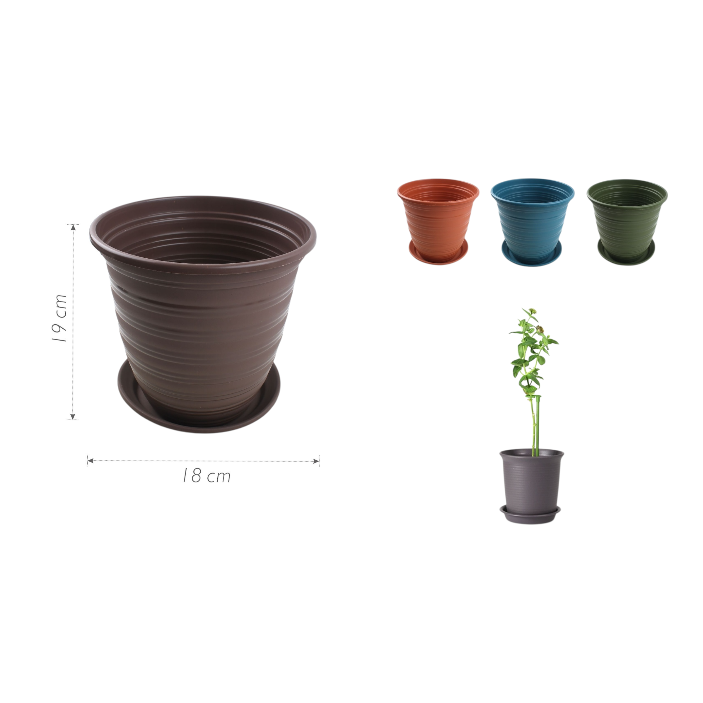 Macetero plástico ZY1301 19×19×18 cm