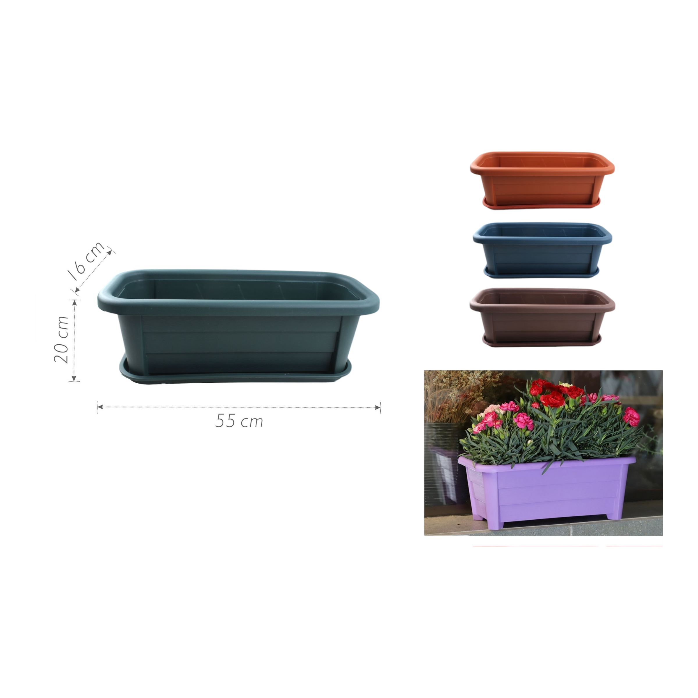 Macetero plástico ZY123 55×20×16 cm