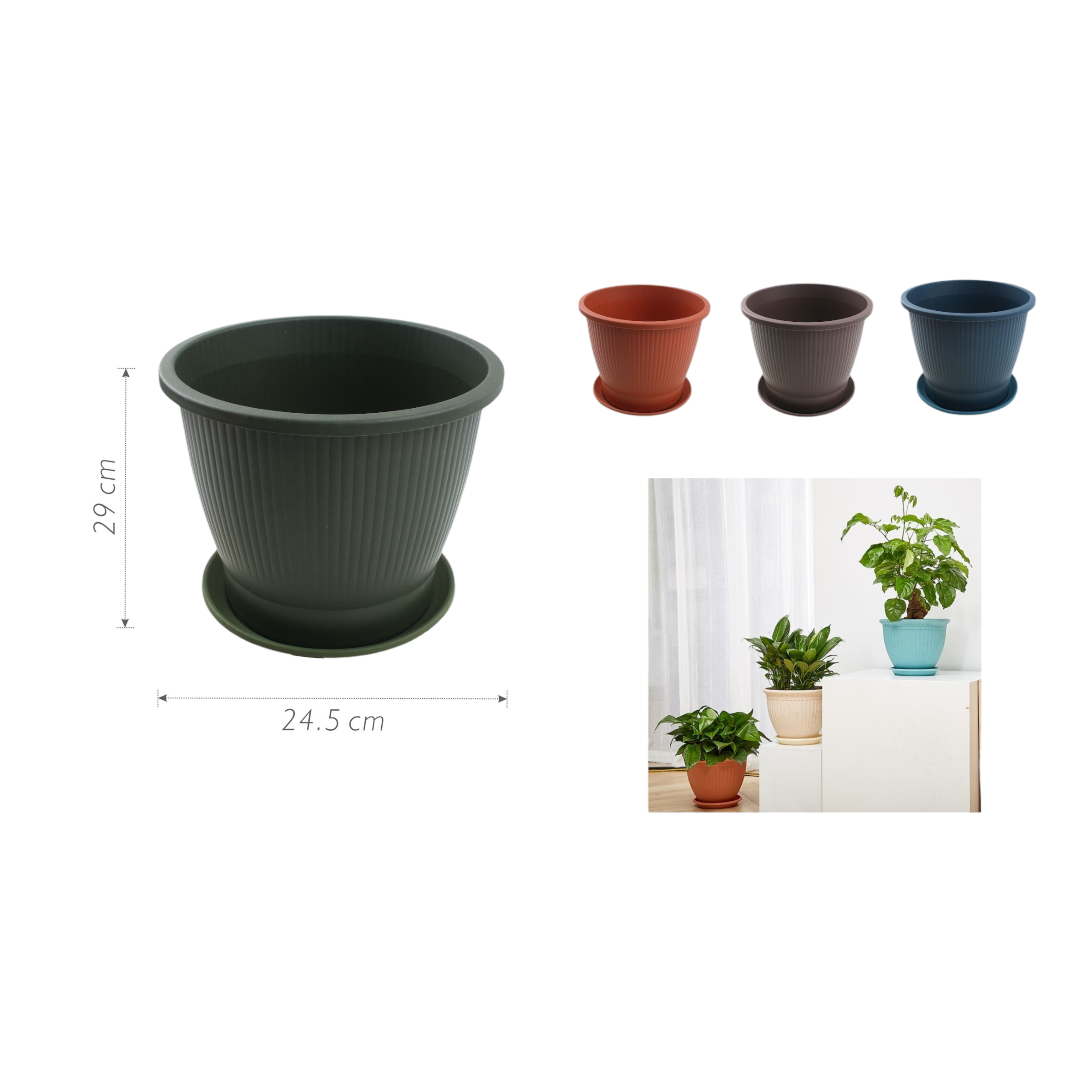 Macetero plástico ZY1703 29×24.5 cm